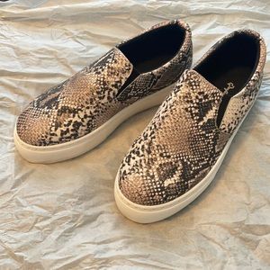 Qupid Platform Snakeskin Slip on Shoes